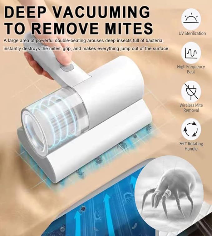 Portable Dust Suction Mites Remover Handheld Wireless Vacuum Cleaner Rechargeable Dust Remover Brush - FylorPortable Dust Suction Mites Remover Handheld Wireless Vacuum Cleaner Rechargeable Dust Remover BrushVacuum Accessories